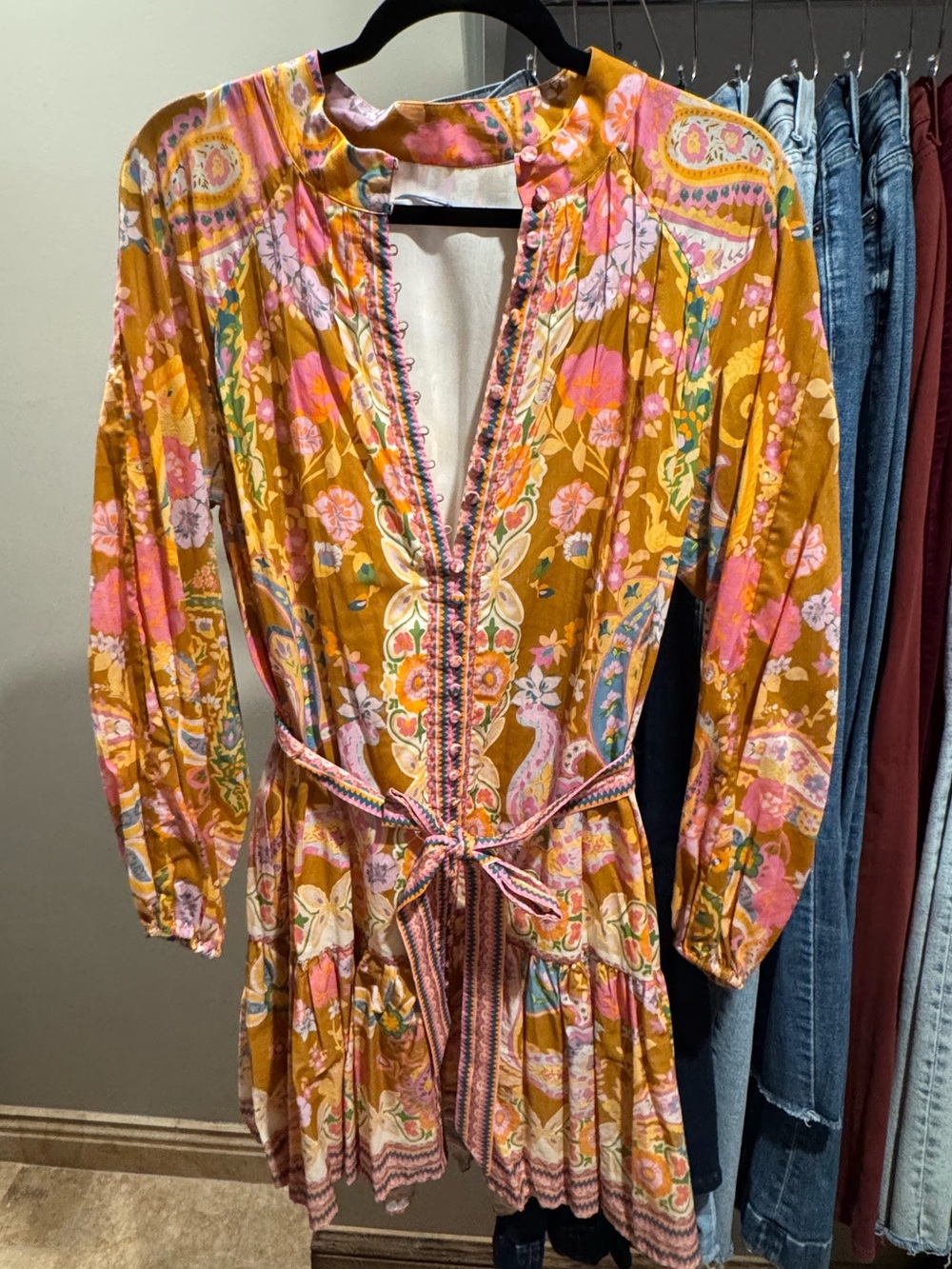 Antonio Melani Brynn Printed Cotton Voile Mock Neck Long Sleeve Dress